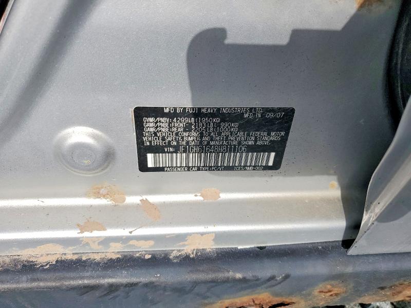 Aukcja sprzedaży 2008 Subaru Impreza, vin: JF1GH61648H811106, numer aukcji: 68275986