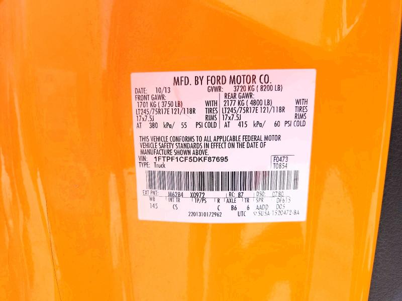2013 Ford F150 მანქანა იყიდება აუქციონზე, vin: 1FTPF1CF5DKF87695, აუქციონის ნომერი: 68256826