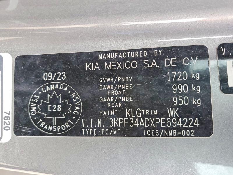 2023 Kia Forte მანქანა იყიდება აუქციონზე, vin: 3KPF34ADXPE694224, აუქციონის ნომერი: 68416556