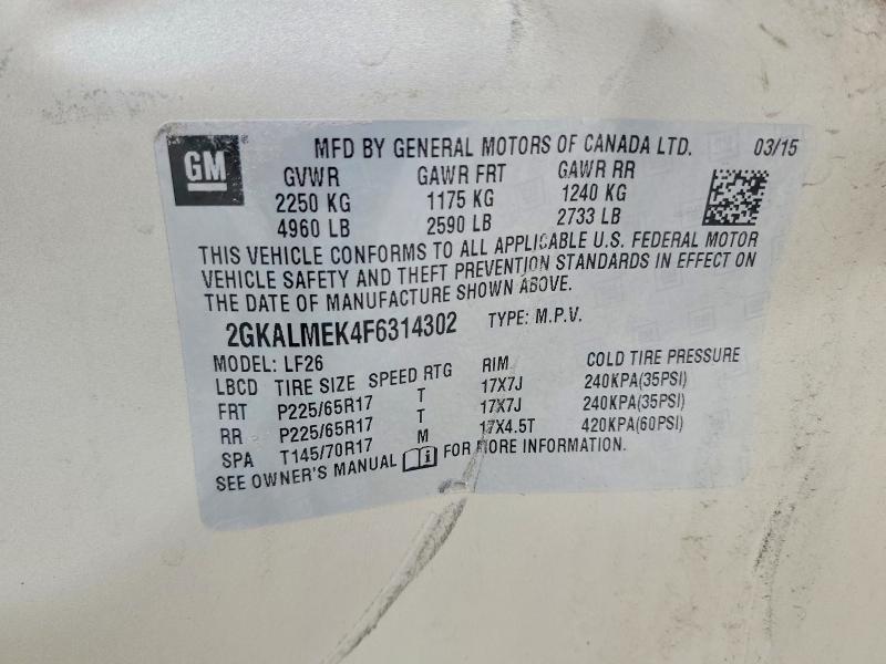 Продажа на аукционе авто 2015 Gmc Terrain, vin: 2GKALMEK4F6314302, номер лота: 70087006