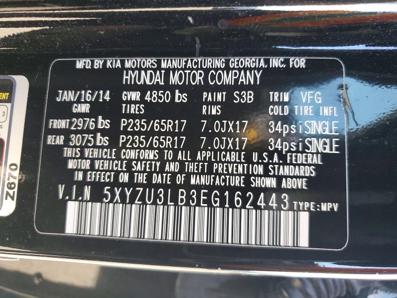 Продажа на аукционе авто 2014 Hyundai Santa Fe Sport, vin: 5XYZU3LB3EG162443, номер лота: 67699666