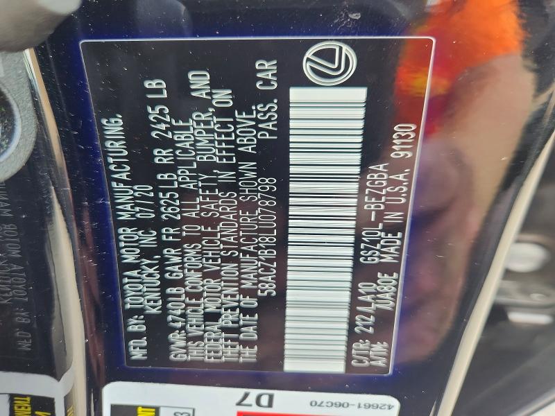 Aukcja sprzedaży 2020 Lexus Es 350, vin: 58ACZ1B18LU078798, numer aukcji: 68216906