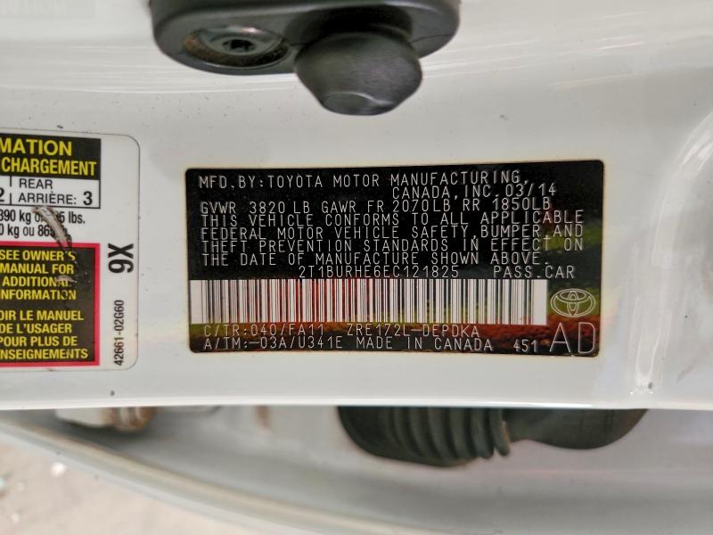 Продаж на аукціоні авто 2014 Toyota Corolla, vin: 2T1BURHE6EC121825, номер лоту: 69176126