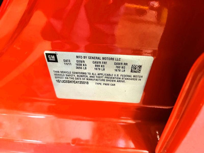 Продажа на аукционе авто 2012 Chevrolet Sonic, vin: 1G1JC6SH7C4125018, номер лота: 70720836