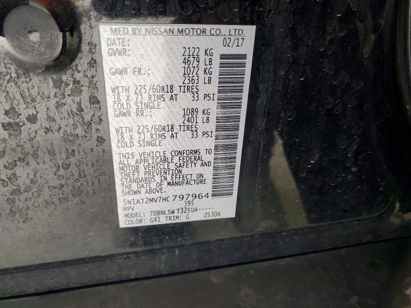 Продаж на аукціоні авто 2017 Nissan Rogue, vin: 5N1AT2MV7HC797964, номер лоту: 70237576