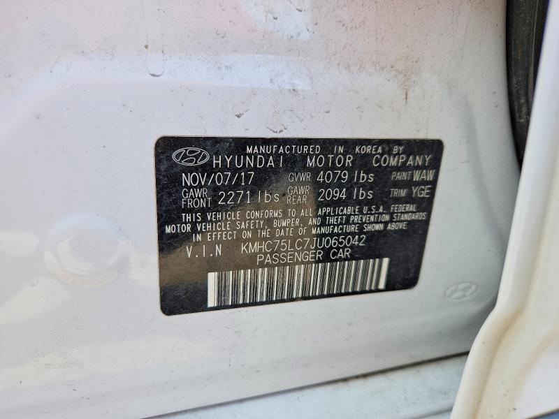 Продажа на аукционе авто 2018 Hyundai Ioniq, vin: KMHC75LC7JU065042, номер лота: 70359536