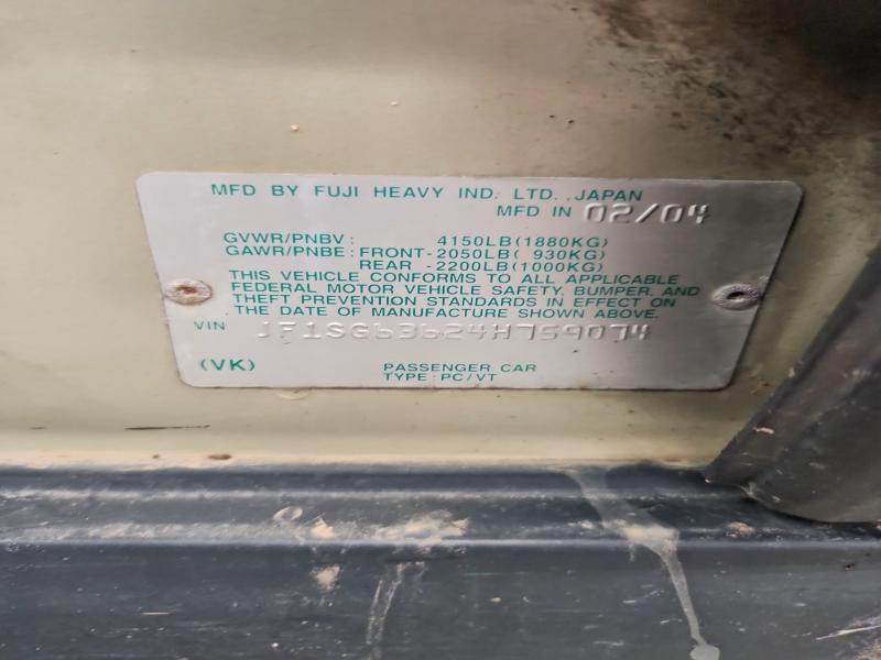 Aukcja sprzedaży 2004 Subaru Forester, vin: JF1SG63624H759074, numer aukcji: 68585696