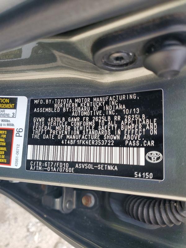 67827756 :رقم المزاد ، 4T4BF1FK4ER353722 vin ، 2014 Toyota Camry مزاد بيع