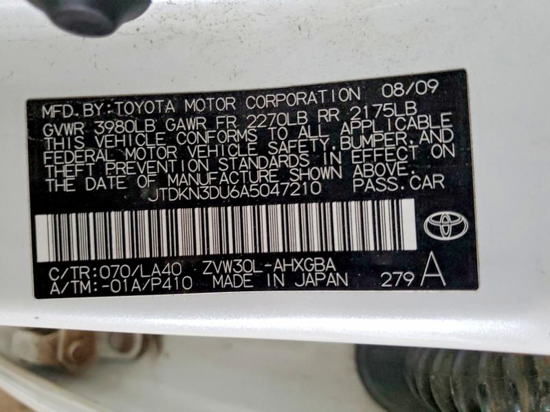 2010 Toyota Prius მანქანა იყიდება აუქციონზე, vin: JTDKN3DU6A5047210, აუქციონის ნომერი: 70826896