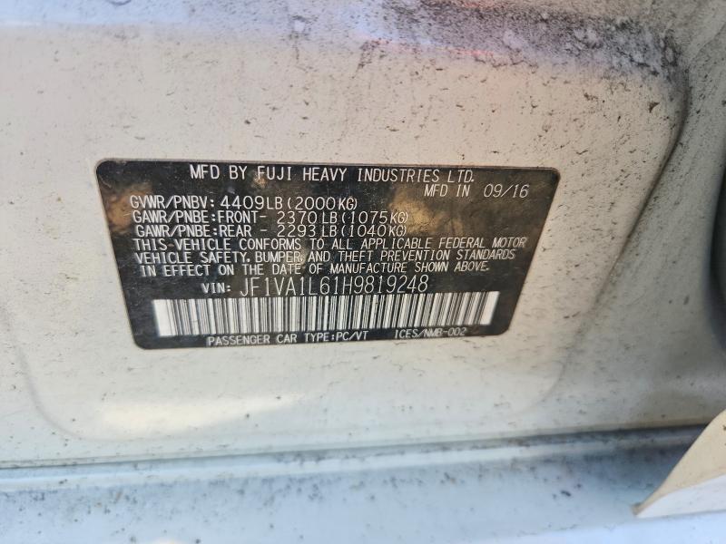 Aukcja sprzedaży 2017 Subaru Wrx, vin: JF1VA1L61H9819248, numer aukcji: 67857166