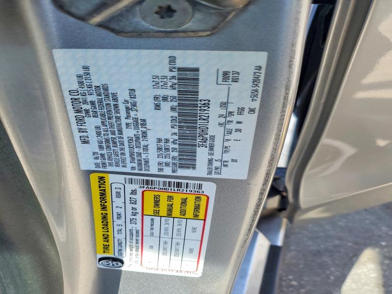 Продажа на аукционе авто 2020 Ford Fusion, vin: 3FA6P0HD1LR219363, номер лота: 66794976