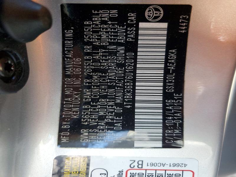 69594026 :رقم المزاد ، 4T1BK36B76U162010 vin ، 2006 Toyota Avalon مزاد بيع