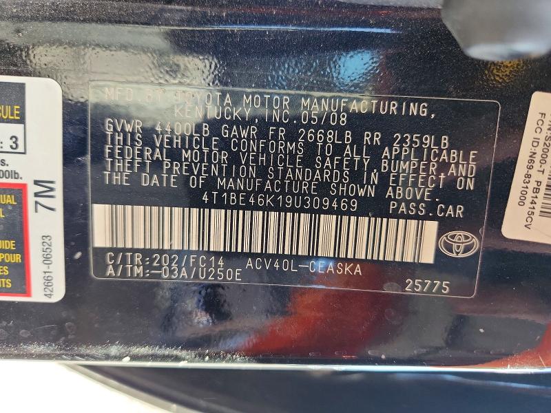 69978836 :رقم المزاد ، 4T1BE46K19U309469 vin ، 2009 Toyota Camry مزاد بيع