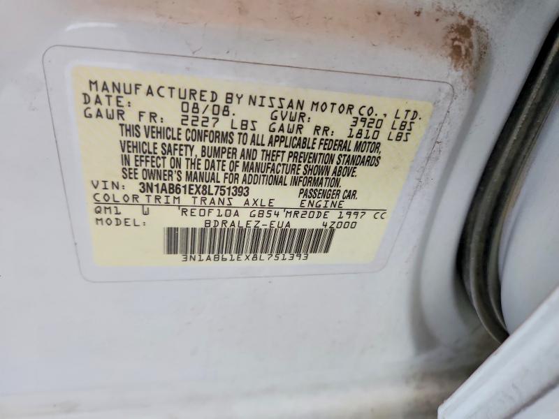 68893546 :رقم المزاد ، 3N1AB61EX8L751393 vin ، 2008 Nissan Sentra مزاد بيع