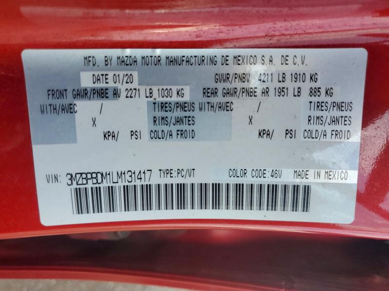 Продажа на аукционе авто 2020 Mazda 3, vin: 3MZBPBDM1LM131417, номер лота: 67104586