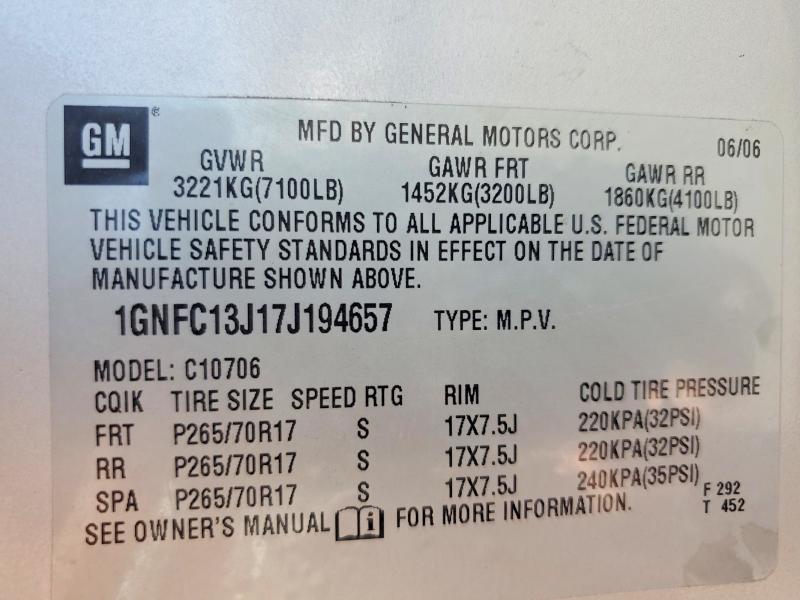 Продажа на аукционе авто 2007 Chevrolet Tahoe, vin: 1GNFC13J17J194657, номер лота: 70085976