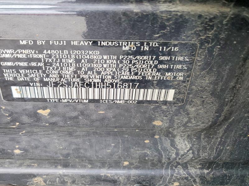 2017 Subaru Forester მანქანა იყიდება აუქციონზე, vin: JF2SJAEC1HH516817, აუქციონის ნომერი: 69770556
