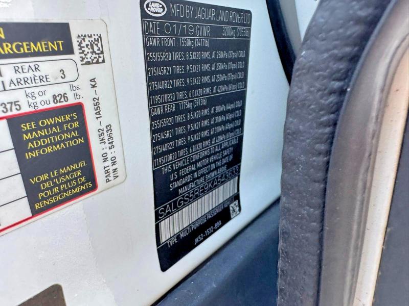 Продаж на аукціоні авто 2019 Land Rover Range Rover, vin: SALGS5RE9KA543633, номер лоту: 68299786