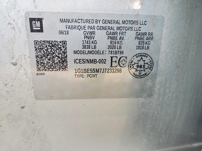 2018 Chevrolet Cruze მანქანა იყიდება აუქციონზე, vin: 1G1BE5SM7J7233298, აუქციონის ნომერი: 66826326