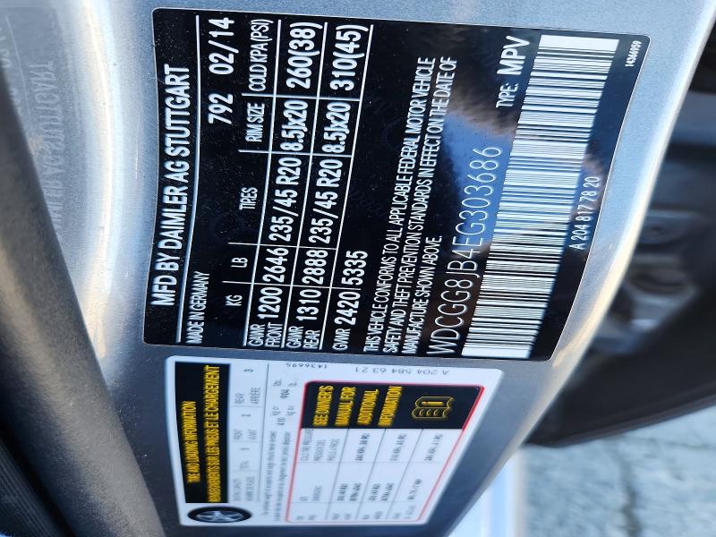 70104656 :رقم المزاد ، WDCGG8JB4EG303686 vin ، 2014 Mercedes-benz Glk مزاد بيع