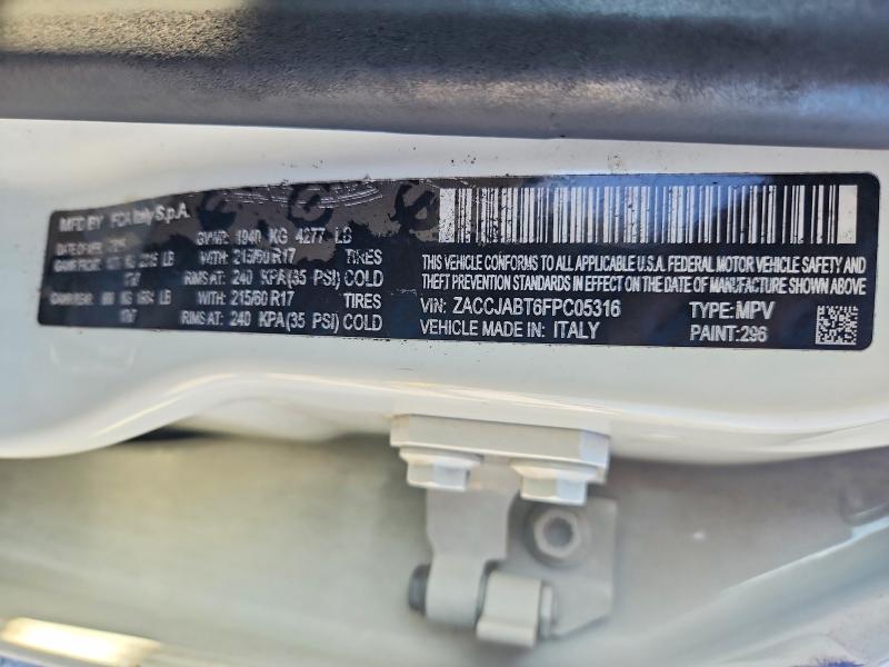 68280746 :رقم المزاد ، ZACCJABT6FPC05316 vin ، 2015 Jeep Renegade مزاد بيع