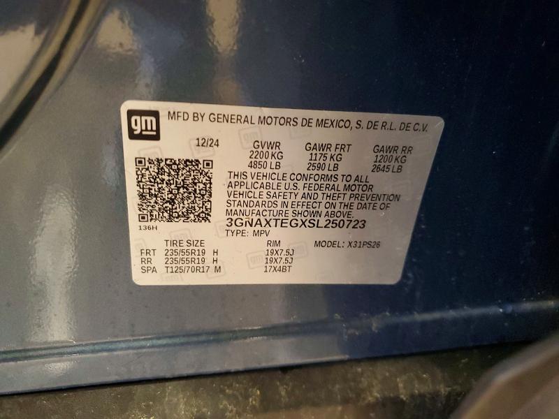 70663906 :رقم المزاد ، 3GNAXTEGXSL250723 vin ، 2025 Chevrolet Equinox مزاد بيع