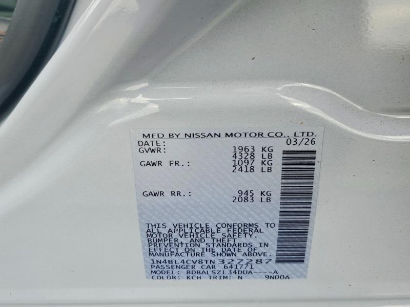 Auction sale of the 2026 Nissan Altima, vin: 1N4BL4CV8TN327287, lot number: 67986026