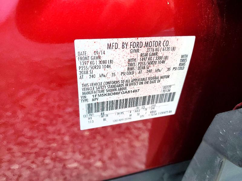 Продаж на аукціоні авто 2015 Ford Explorer, vin: 1FM5K8D86FGA81497, номер лоту: 69209026
