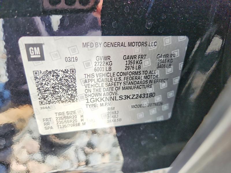 2019 Gmc Acadia მანქანა იყიდება აუქციონზე, vin: 1GKKNNLS3KZ243180, აუქციონის ნომერი: 67478856