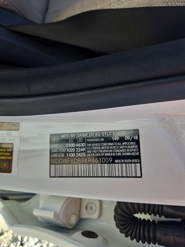 Aukcja sprzedaży 2019 Mercedes-benz C, vin: WDDWF8DB9KR461009, numer aukcji: 70373586