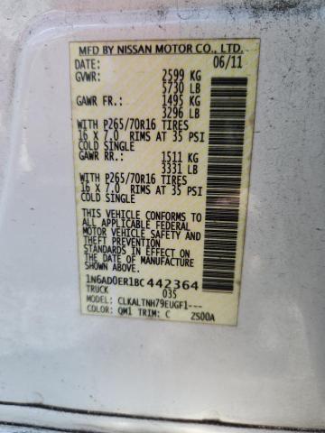2011 Nissan Frontier მანქანა იყიდება აუქციონზე, vin: 1N6AD0ER1BC442364, აუქციონის ნომერი: 69959026