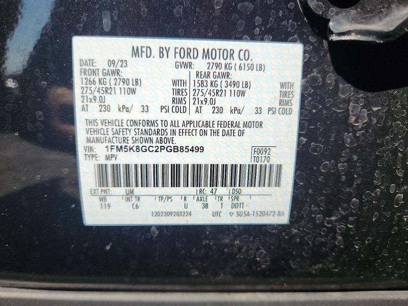 68417786 :رقم المزاد ، 1FM5K8GC2PGB85499 vin ، 2023 Ford Explorer مزاد بيع