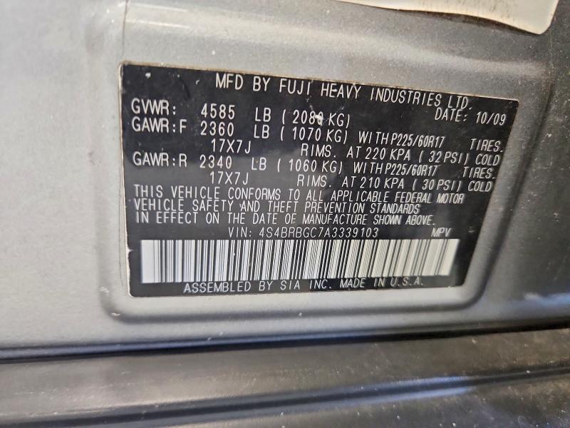 Продаж на аукціоні авто 2010 Subaru Outback, vin: 4S4BRBGC7A3339103, номер лоту: 70237296