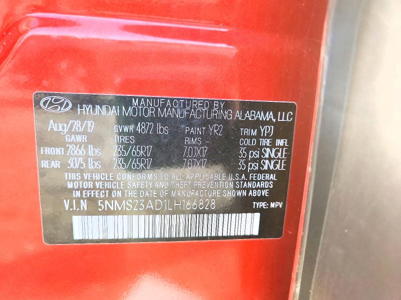68848586 :رقم المزاد ، 5NMS23AD1LH166828 vin ، 2020 Hyundai Santa Fe مزاد بيع