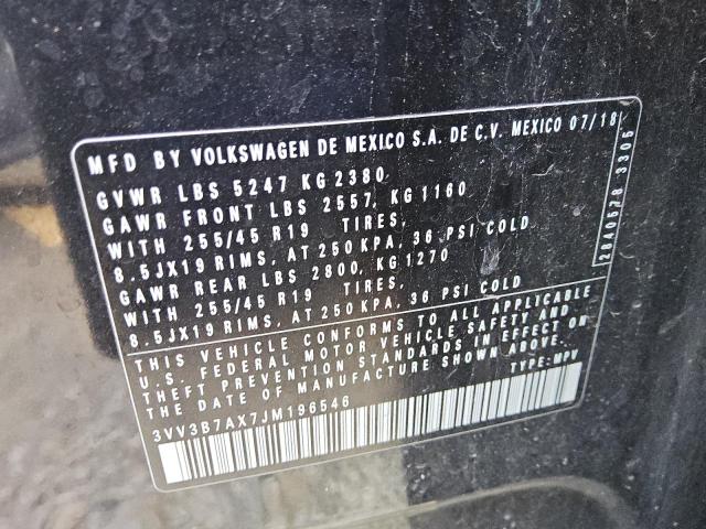 64040576 :رقم المزاد ، 3VV3B7AX7JM196546 vin ، 2018 Volkswagen Tiguan مزاد بيع