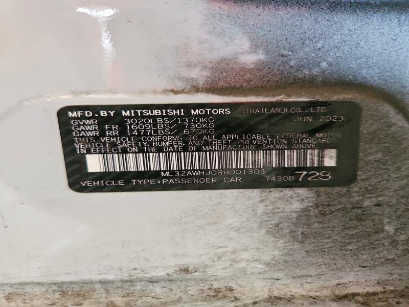 2024 Mitsubishi Mirage მანქანა იყიდება აუქციონზე, vin: ML32AWHJ0RH001303, აუქციონის ნომერი: 69169106