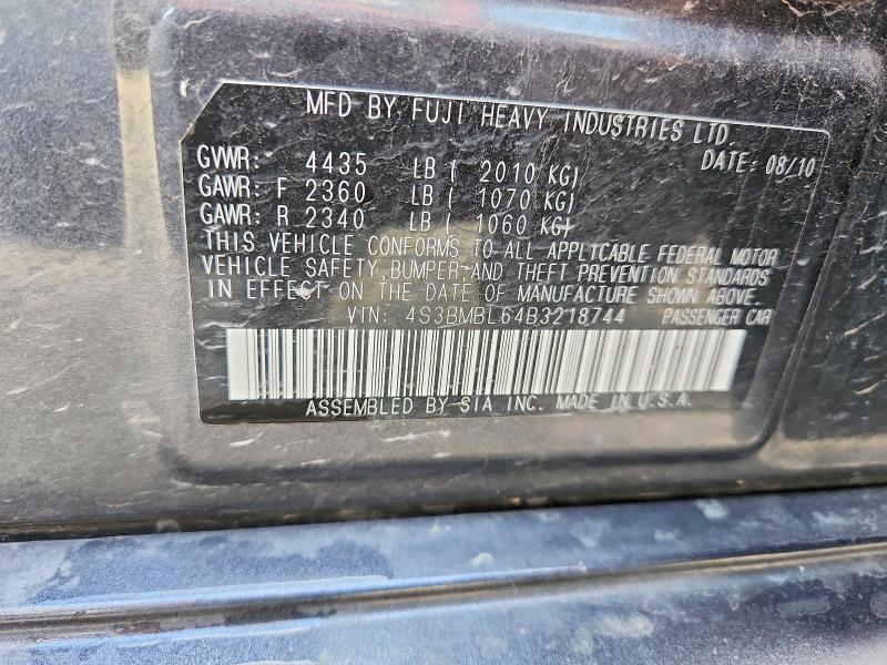 2011 Subaru Legacy მანქანა იყიდება აუქციონზე, vin: 4S3BMBL64B3218744, აუქციონის ნომერი: 70268296