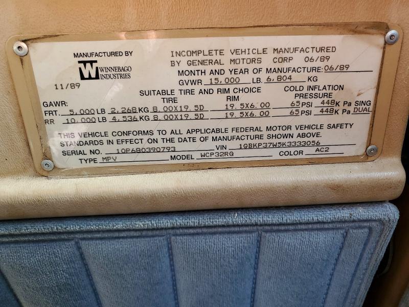 Aukcja sprzedaży 1989 Chevrolet P30, vin: 1GBKP37W5K3333056, numer aukcji: 66751906