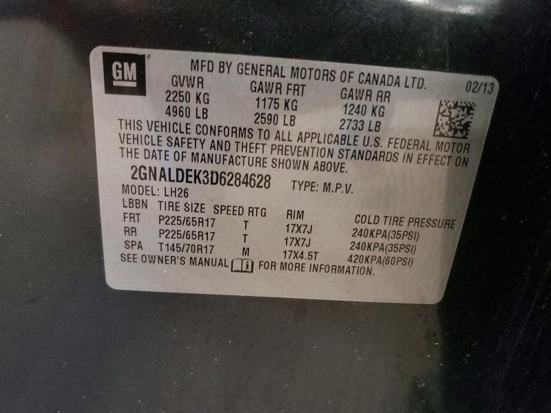 2013 Chevrolet Equinox მანქანა იყიდება აუქციონზე, vin: 2GNALDEK3D6284628, აუქციონის ნომერი: 70889916