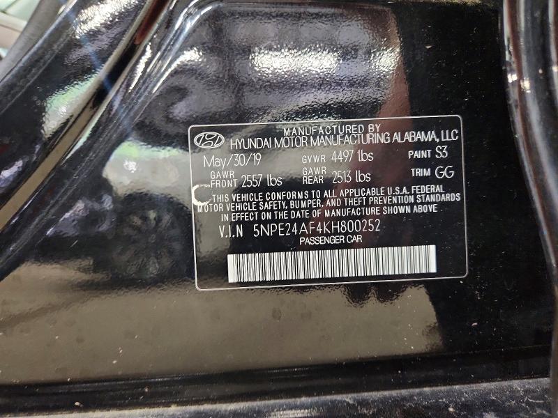 Aukcja sprzedaży 2019 Hyundai Sonata, vin: 5NPE24AF4KH800252, numer aukcji: 69217806