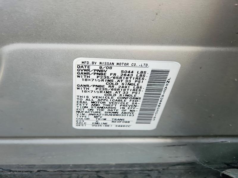 Aukcja sprzedaży 2009 Nissan Murano, vin: JN8AZ18U99W030183, numer aukcji: 67360126