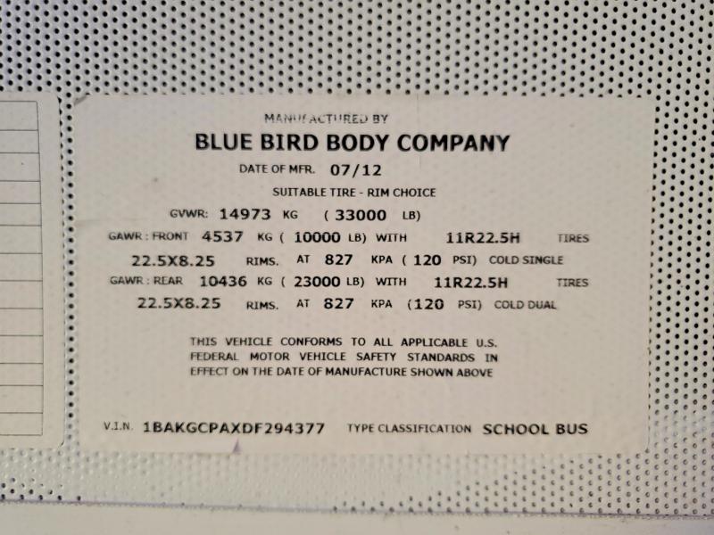 Aukcja sprzedaży 2013 Blub School Bus, vin: 1BAKGCPAXDF294377, numer aukcji: 66781806
