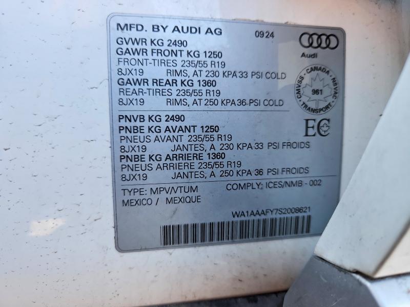 65296846 :رقم المزاد ، WA1AAAFY7S2008621 vin ، 2025 Audi Q5 مزاد بيع