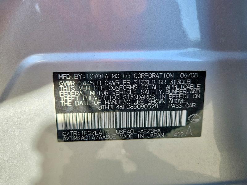 Aukcja sprzedaży 2008 Lexus Ls, vin: JTHBL46F085080528, numer aukcji: 66857836