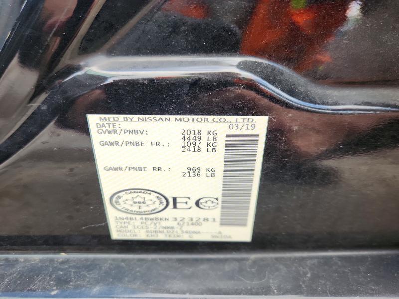 Aukcja sprzedaży 2019 Nissan Altima, vin: 1N4BL4BW8KN323281, numer aukcji: 69454066