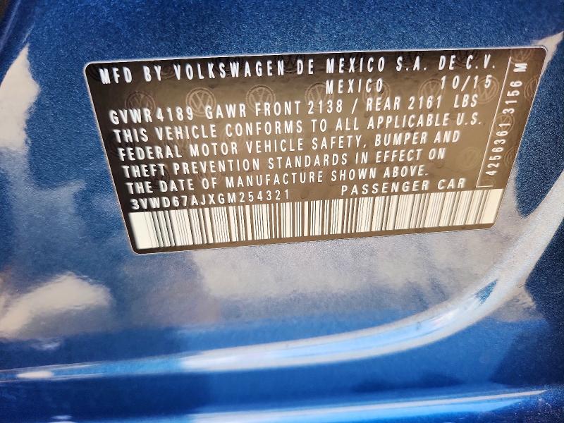 Aukcja sprzedaży 2016 Volkswagen Jetta, vin: 3VWD67AJXGM254321, numer aukcji: 68382526