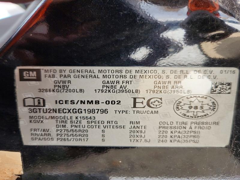 Продаж на аукціоні авто 2016 Gmc Sierra, vin: 3GTU2NECXGG198796, номер лоту: 70277756