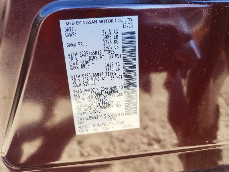Aukcja sprzedaży 2015 Infiniti Qx60, vin: 5N1AL0MN3FC559840, numer aukcji: 70156396