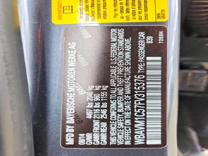 65961726 :رقم المزاد ، WBAVM1C57FV315376 vin ، 2015 Bmw X1 مزاد بيع