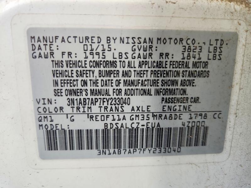 Продаж на аукціоні авто 2015 Nissan Sentra, vin: 3N1AB7AP7FY233040, номер лоту: 68056036